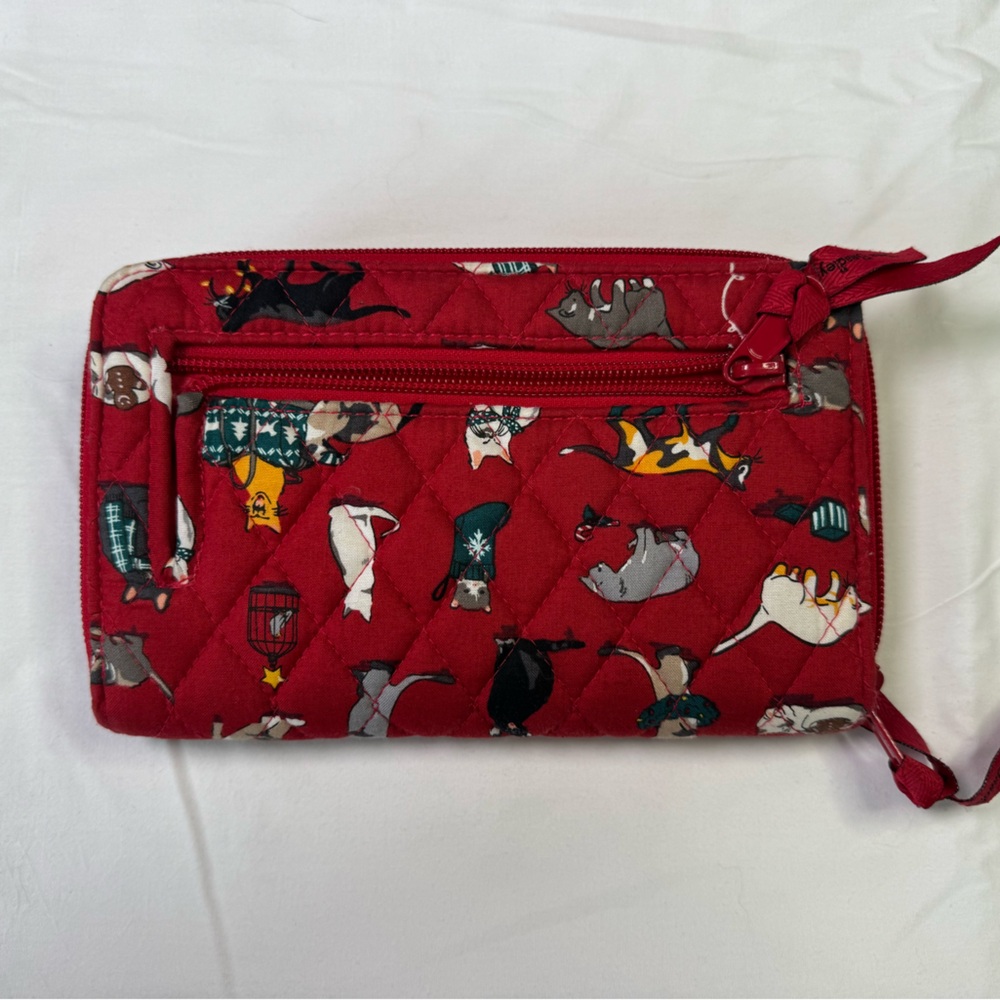 Vera Bradley Holiday Cats Retired Print Wallet New - Picture 2 of 4